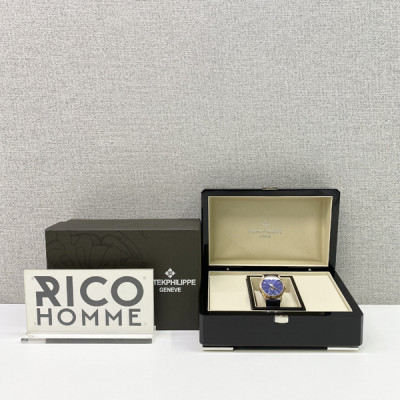 파*필립 컴플리케이션 애뉴얼 캘린더 문페이즈 청판 로즈골드 바인덱스 가죽스트랩 38.5mm 1:1 최상급 (싱크 97.6%)