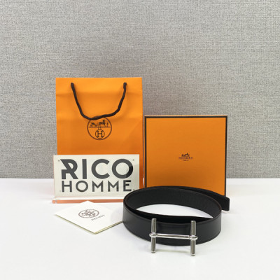 H르메스 d'Ancre 버클 & 리버서블 가죽 벨트 블랙 (유/무광) (HIGH PREMIUM)