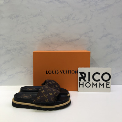 루이B통 모노그램 브라운 컴포트 슬리퍼