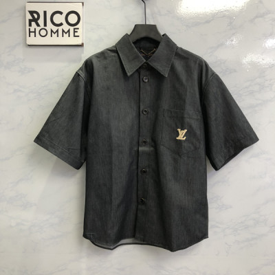 루이B통 LV 샴브레이 라피아 반팔 셔츠 & 쇼츠 팬츠 (PREMIUM)