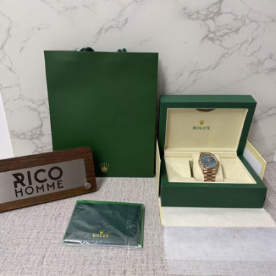 롤*스 데이데이트 로즈골드 블루그린 바게트다이아 36mm 1:1 최상급 (싱크 99.8%)