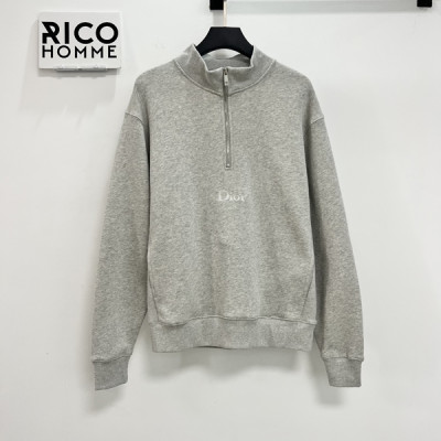 D올 자수 레터링 하프지퍼 스웨트셔츠 (PREMIUM)