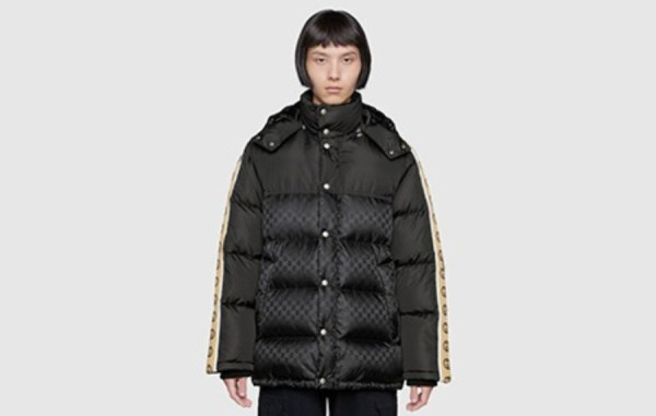 9찌 GG자카드 나일론 덕다운 패딩 코트 (PREMIUM)