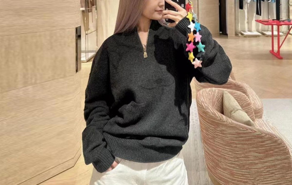 루이B통 모노그램 자카드 울 하프 집업 니트 스웨터 (PREMIUM)