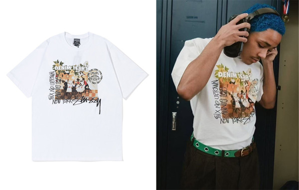 남녀공용 S투시 x Denim Tears Annie lee 반팔 티셔츠 (HIGH QUALITY)