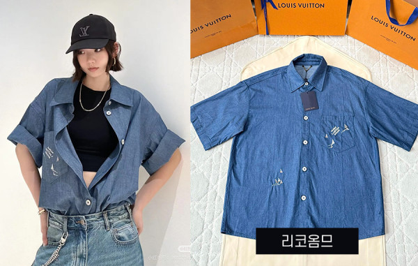 루이B통 엠브로이더드 샴브레이 세일보트 반팔 셔츠 & 쇼츠팬츠 (1:1 HIGH PREMIUM)