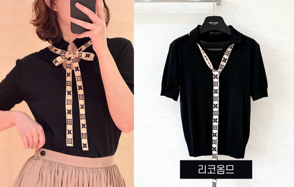 루이B통 우먼 플리티드 카라 니트 반팔 (1:1 HIGH PREMIUM)