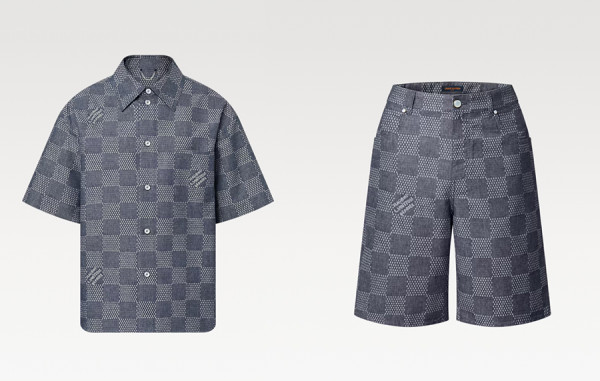 루이B통 다미에 데님 샴브레이 반팔 셔츠 & 쇼츠 팬츠 (PREMIUM)