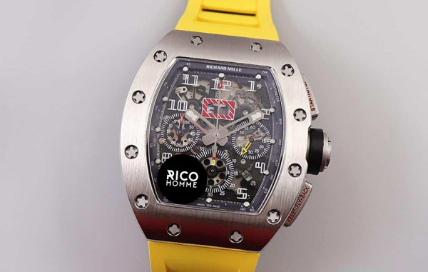 리차*밀 RM11-FM 펠리페 마사 크로노그래프 티타늄 옐로우 러버밴드 40mm×50mm 1:1 최상급 (싱크 98.9%)