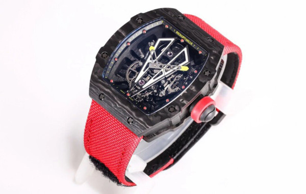 리차*밀 RM27-03 라파엘 나달 NTPT 카본(블랙) 레드 나일론스트랩 42.7mm×50mm 1:1 최상급 (싱크 98.9%)