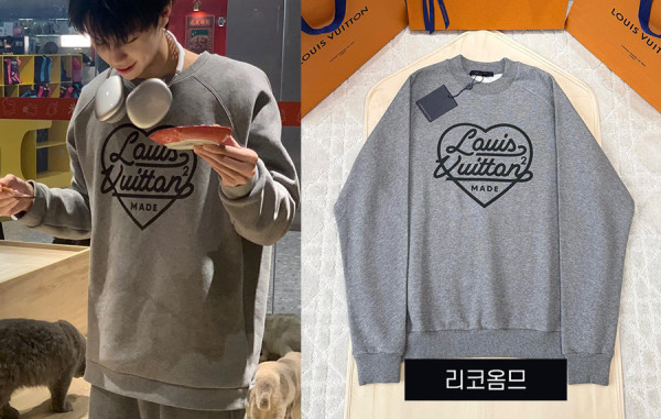 남녀공용 루이B통 X 니고 프린티드 하트 맨투맨 티셔츠 (1:1 HIGH PREMIUM)